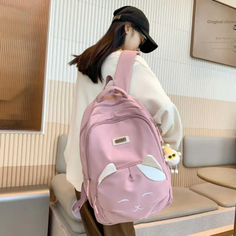 Cwatcun Nylon Backpack Unisex Blue/Pink/White/Black-10
