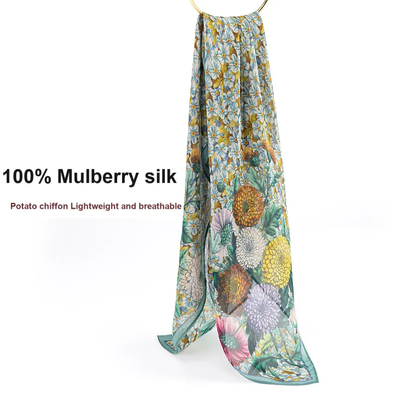 Shanghai Story 100% Mulberry Silk Silk Scarves Women's Ethereal Beauty Shadow Gift Box Set-24