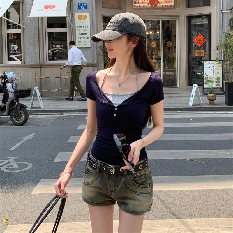 Si Bei'er T Shirt Women's Navy Blue-3