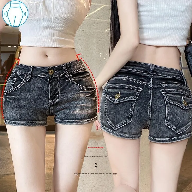 HTHK Denim Shorts Women's Black Gray Color-2