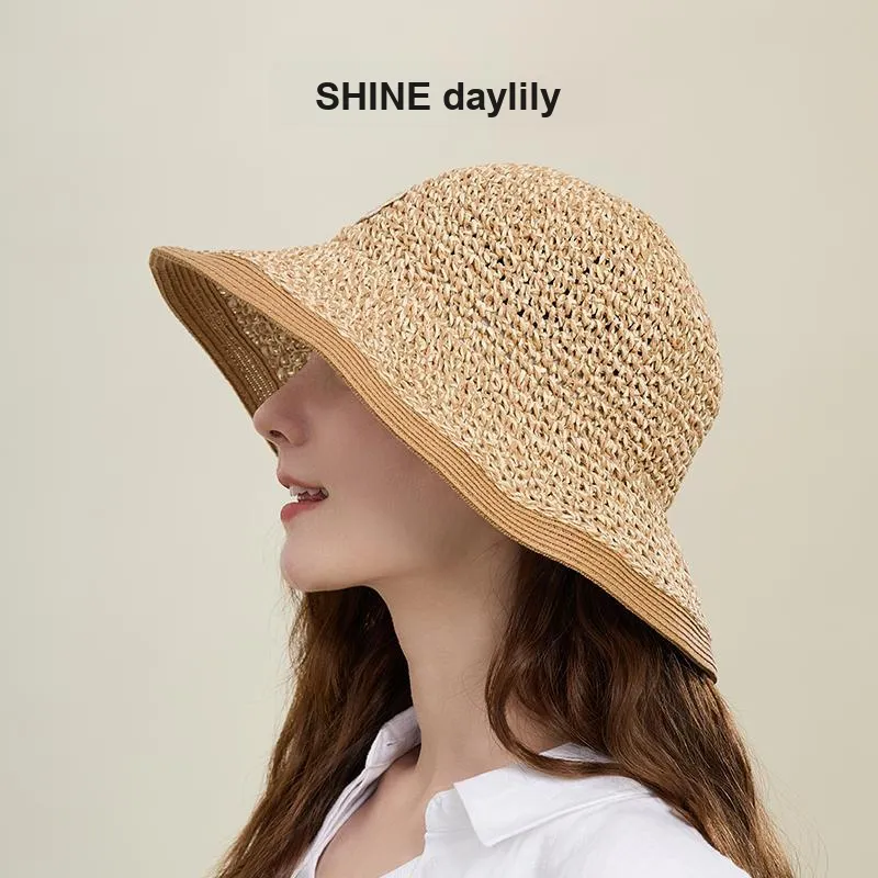 SHINE Paper Reed Material Bucket Hats Women's-8