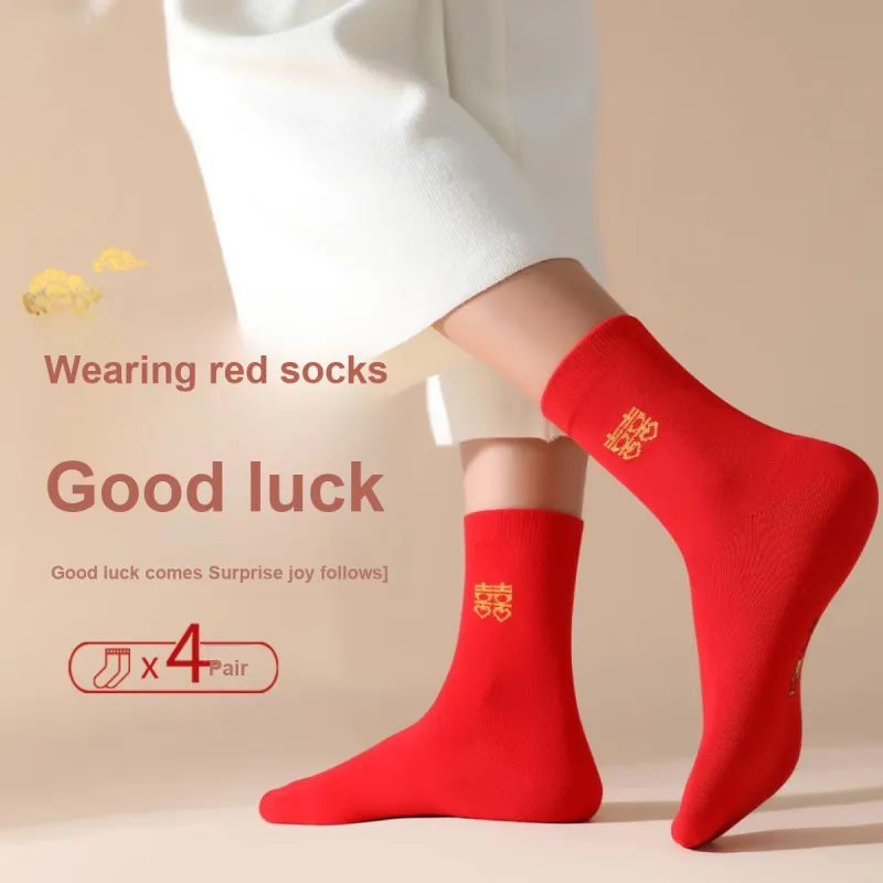 Lanza Mid Calf Socks Women's 4 Pack Red-1