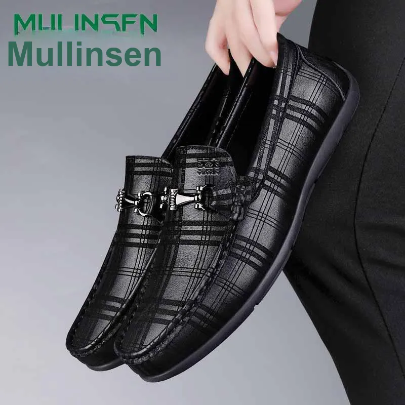 Mulinsen Men's Casual Shoes Men Low Top Black Glossy/Black Pattern-14
