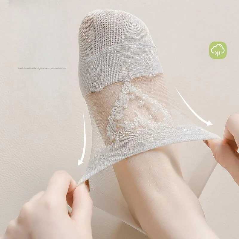 Top Melon No Show Socks Women's 5 Pack White Shades-5