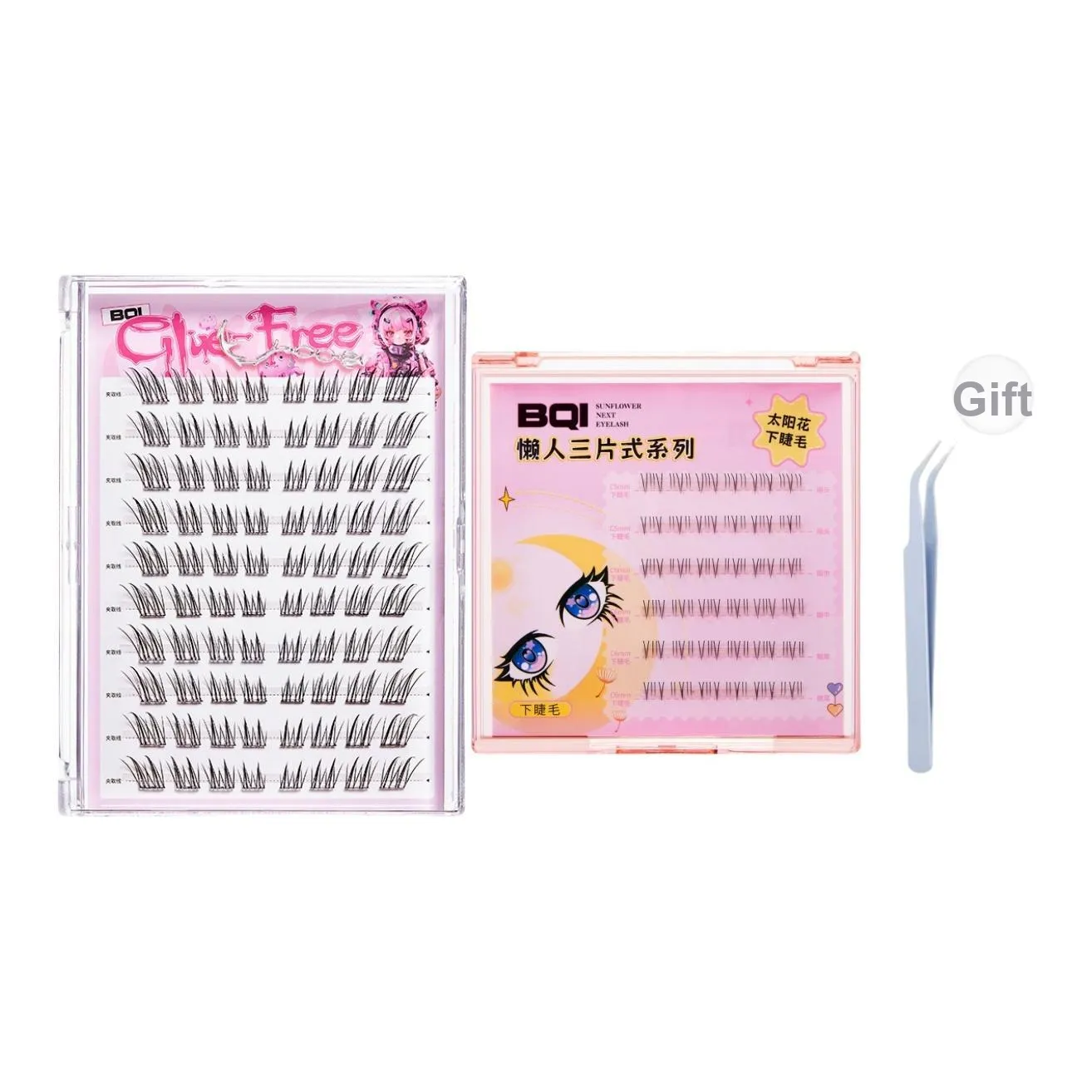 BQI Подсолнух Lower LASH+Лиса Стиль Клей Бесплатно Искусственные ресницы Увеличивающие стиль Естественный Увеличение длины Стиль