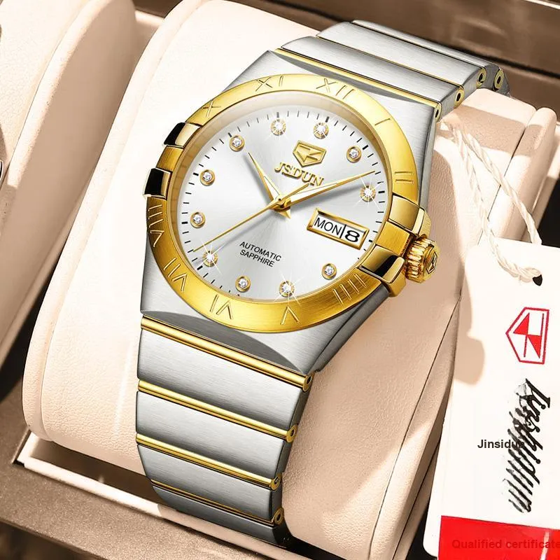 Jin Shi Dun Artisan Collection Mechanical Movement Stainless Steel Watchband Watch Men's Watches White Dial-3
