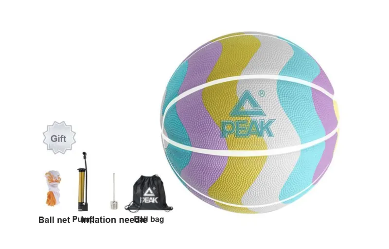 PEAK Rubber Basketball Multicolor Size 5 Size 7 Ball Training Unisex-1