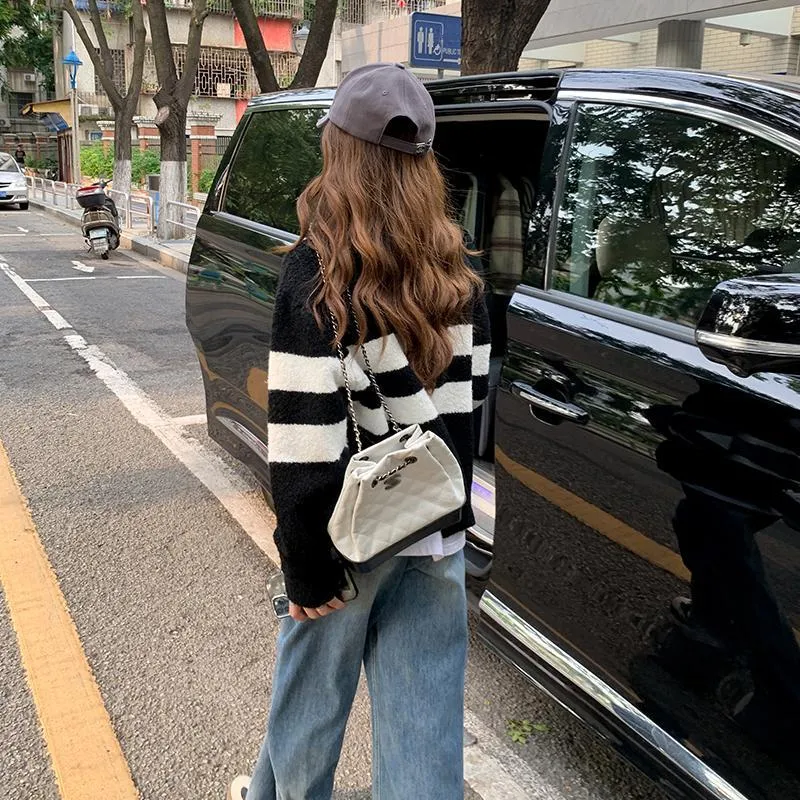 Zeng Xiaoxian Knitwear Women's Black White Stripes-3