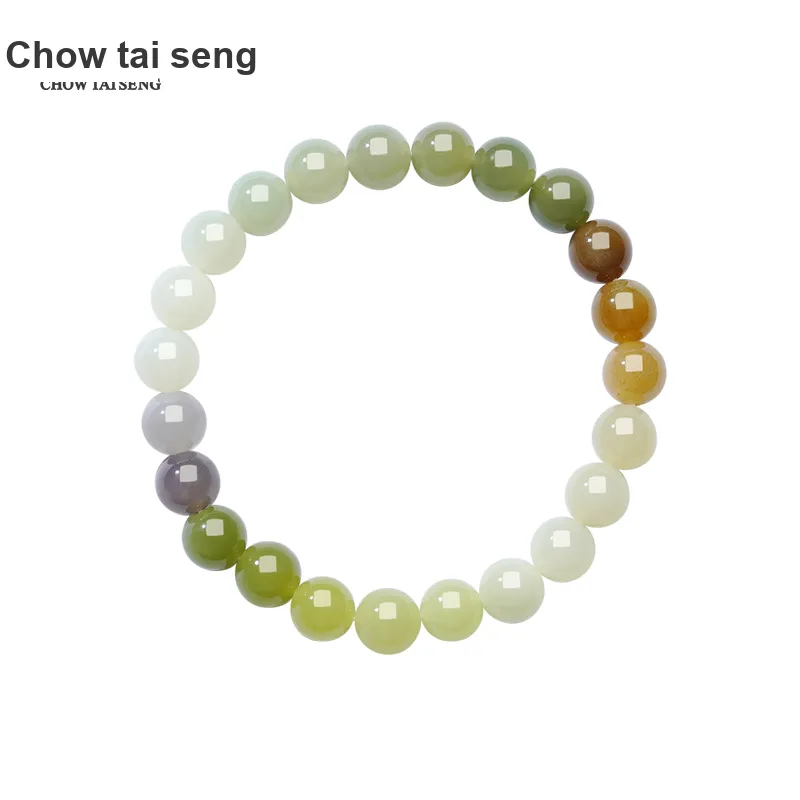 CHOW TAI SENG Hetian Jade Bracelet Hand Accessory Beads White Jade/Pale Greenish White Jade Women's-5