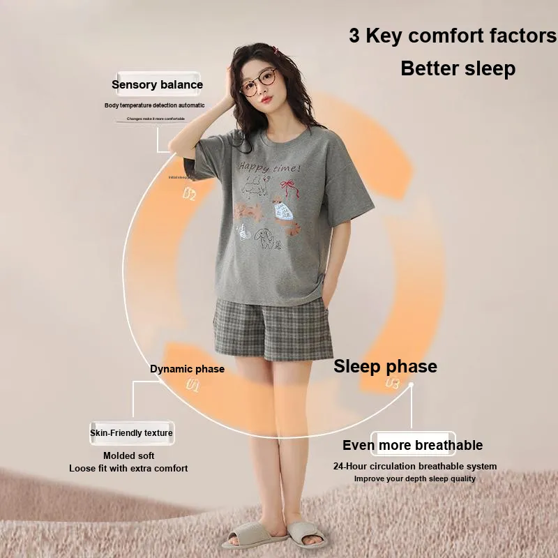 Qiao Ni Tong Pajama Set Women's Three Piece Set-3