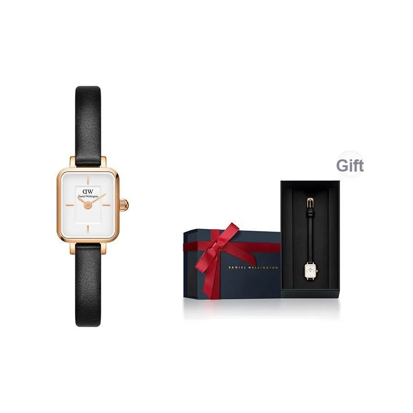 Daniel Wellington QUADRO Collection Часы Кварцевый механизм Кожаный ремешок 15мм*22мм Белый циферблат