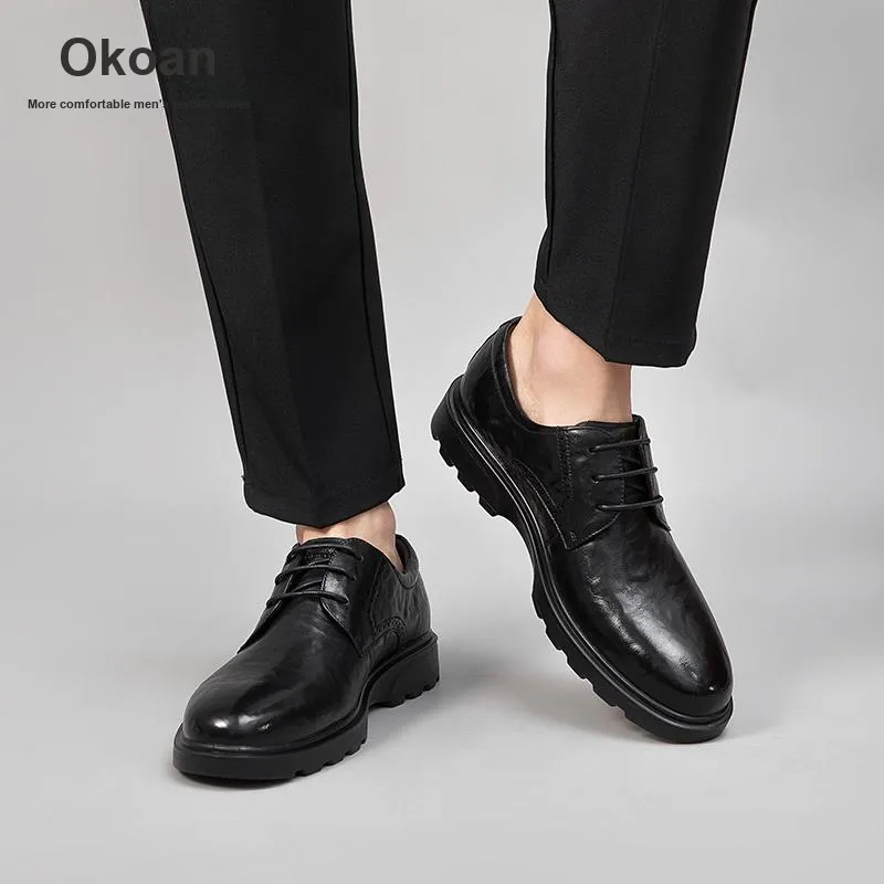 AOKANG Dress Shoes Men Low Top Black-5