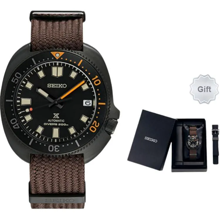 SEIKO Prospe Collection Mechanical Movement Silicone Strap Watch Men's Watches Black Dial-0