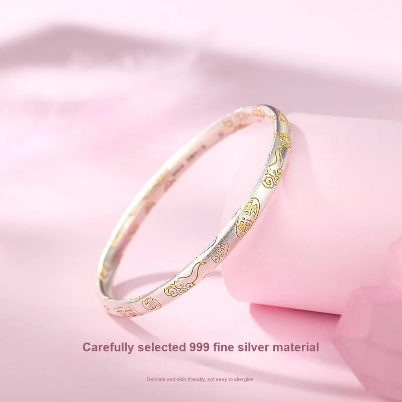 7℃ S999 Fine Silver Sterling Silver Bracelets Unisex-4