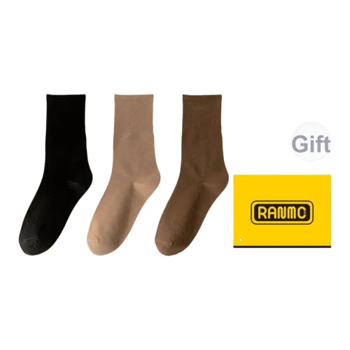 RANMO Черный+Кофе+Светлый Кофейный Унисекс MID Носки до икры