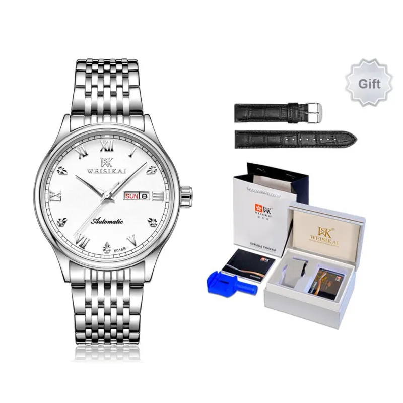 WSK Automatic Mechanical Movement Stainless Steel Strap Men's Watches Blue Dial-0
