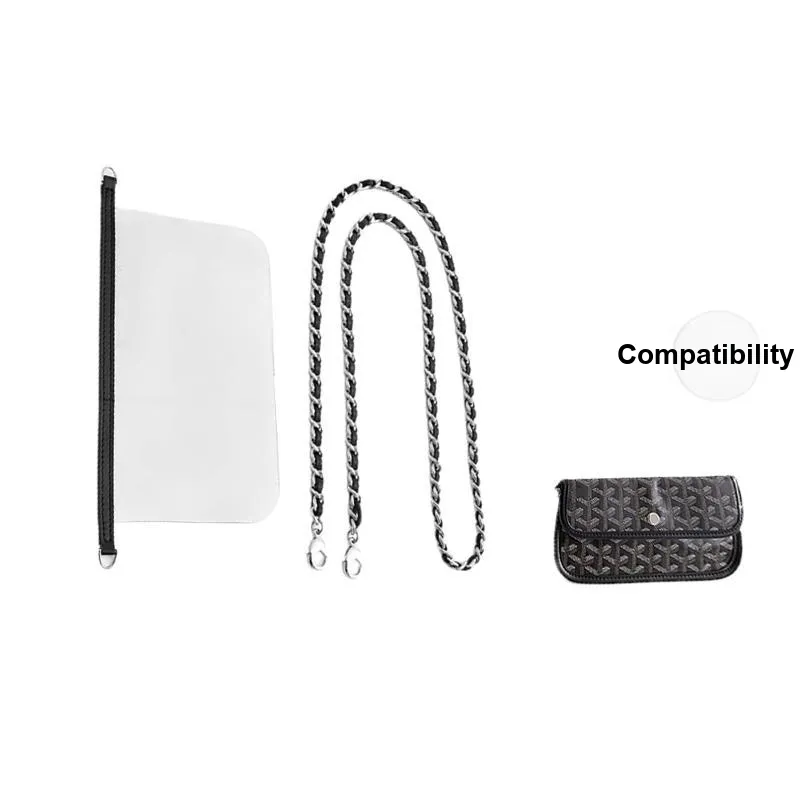 Jingxi Cow Leather Crossbody Chain Damage-Free Modification Accessories Bag Shoulder Strap Women's Black