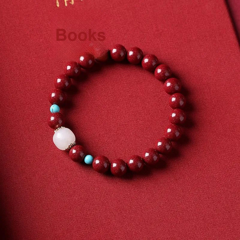 Baozhi Reconstructed Cinnabar Jade Bracelets Unisex-10