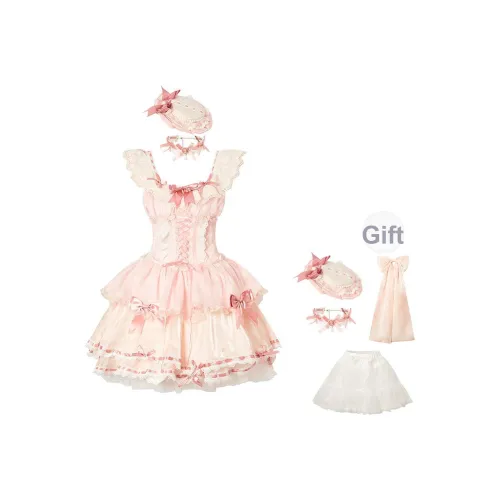 Pa33word Розовое платье с плоской подошвой, версия с бантом, женские слиплатья