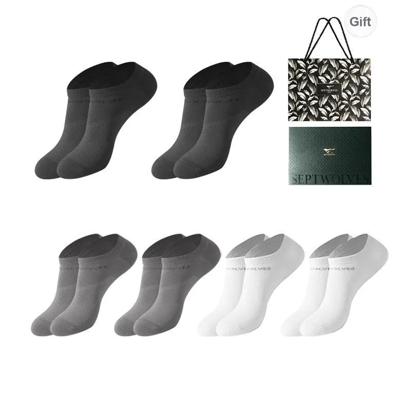 SEPTWOLVES Ankle Socks Men's 6 Pack Gift Box Set+Shopping Bag-42