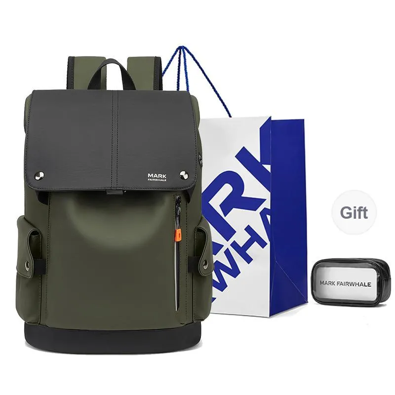 FAIRWHALE Fabric Backpack Laptop Bag Tubas Unisex Black/Medium Gray/Charcoal Black/Army Green-10