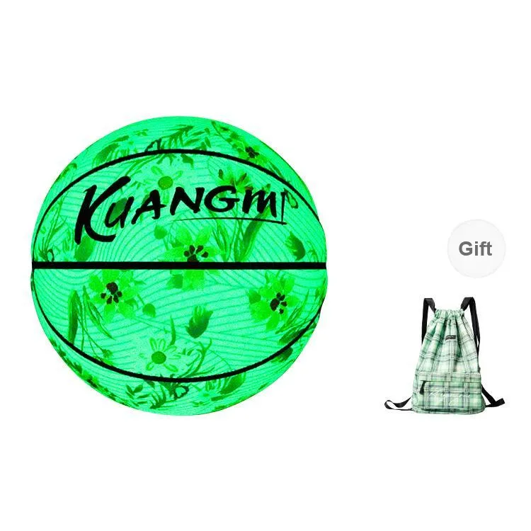 Kuangmi PU Basketball White Green Size 7 Ball Glow In The Dark Unisex-15