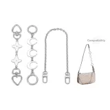 Silver White Four-Leaf Clover+Moon Extender Chain+Decorative Chain 40cm