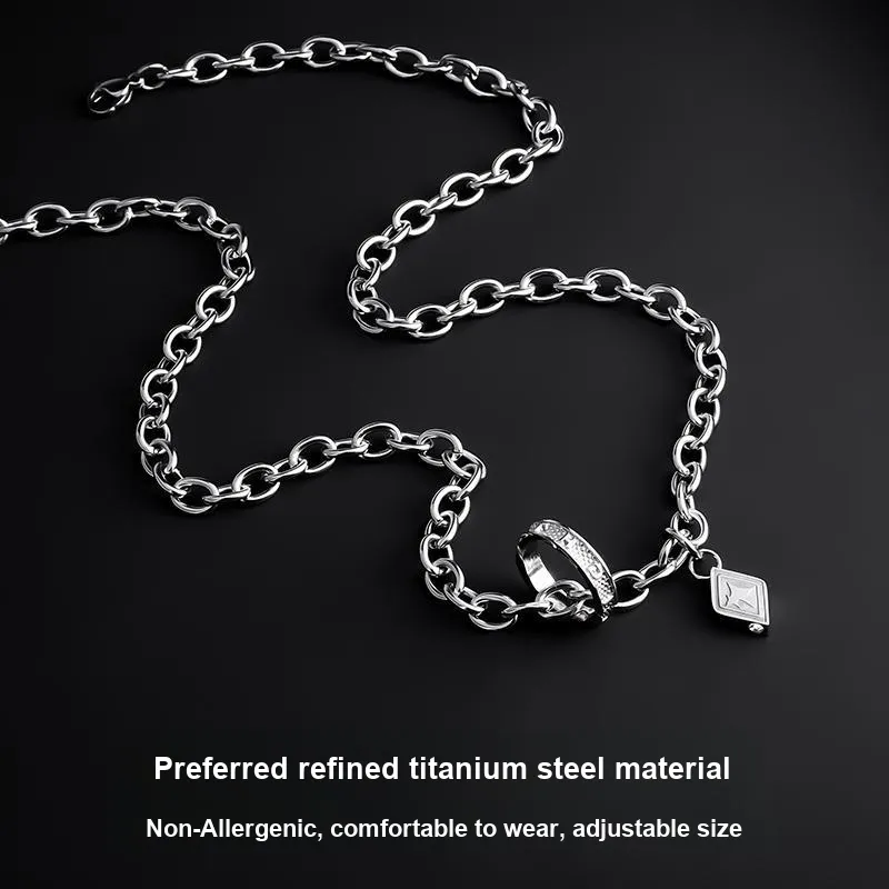 FOREVER MELODY Titanium Steel Necklaces Men's-4