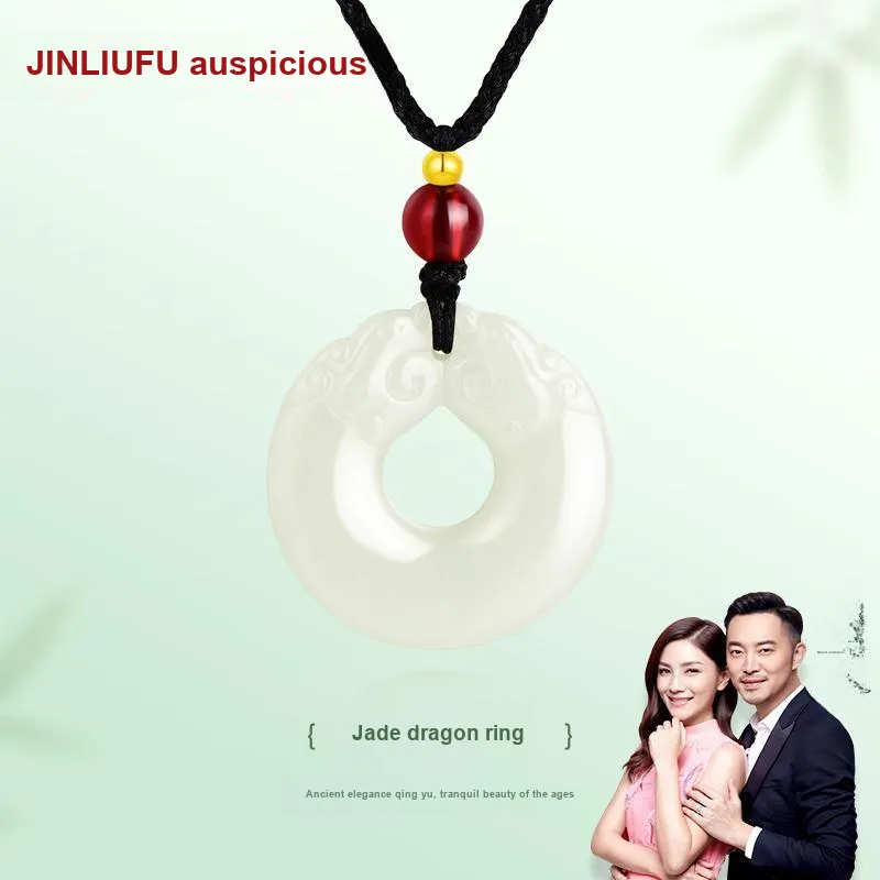 JINLIUFUJIXIANG Hetian Jade Necklaces White Jade/Pale Greenish White Jade Unisex-1