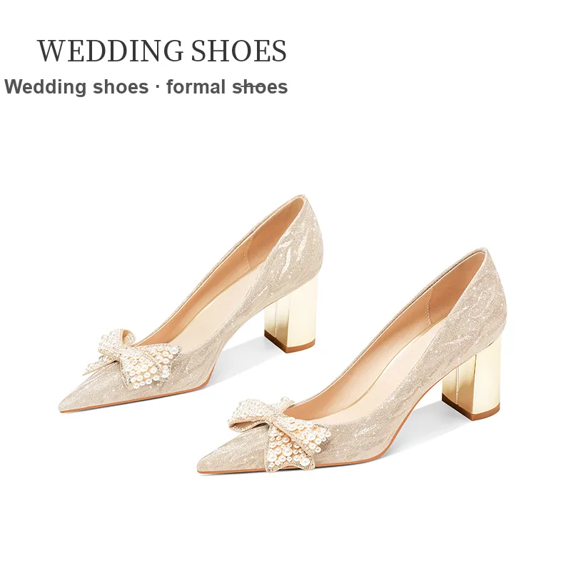 Lan Miao Chunky Heel High Heels Women's Gold-1