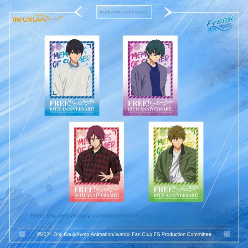 MOUXUYY Makoto Tachibana, Haruka Nanase Free 10th Anniversary Commemoration, Swim Men's Role Laser Photo Cards-2