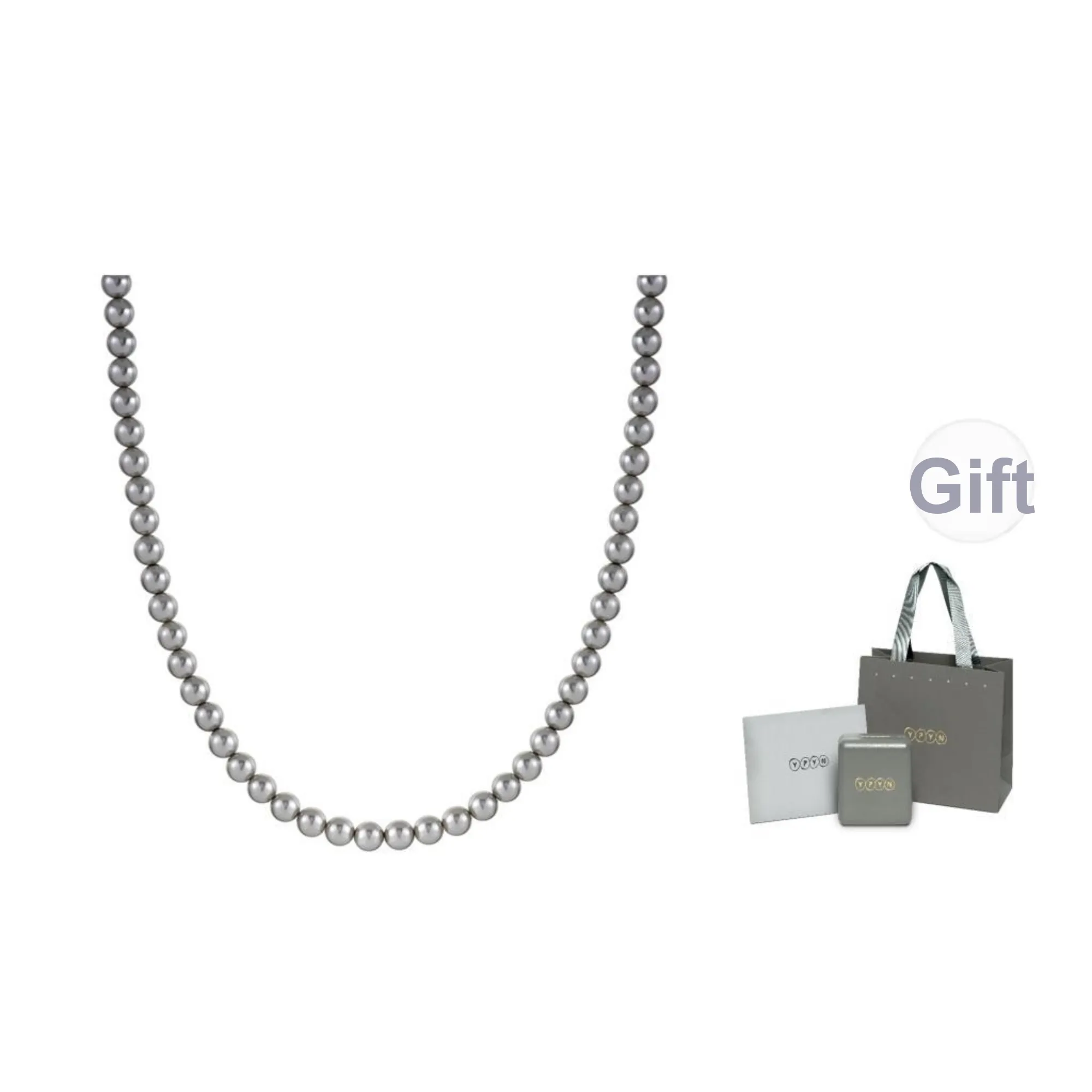 YPYN Shell Pearl Necklaces Women's Dark Gray