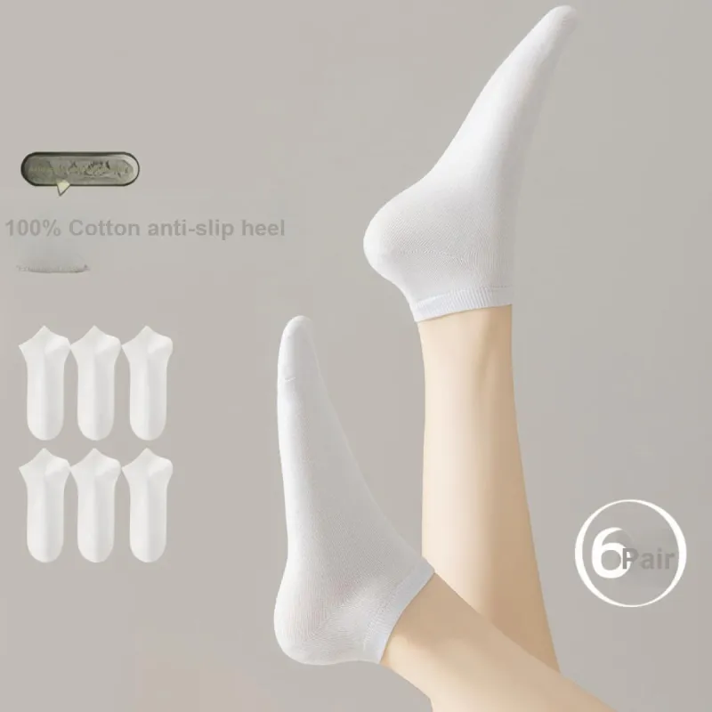 Urban Beauty Ankle Socks Women's 6 Pack Pure White-1