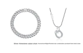 TheRubz Alloy Stackable Horse Shoe+Eight-Pointed Star Hip-Hop Pendant Necklace Unisex