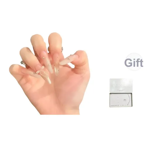 K'APEINE Ручной работы Накладные ногти для Rich Heiress MID Длина (размер в длину) Заостренный Длинный Белый Градиентный Бант