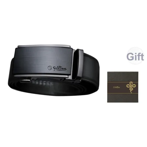 GOLDLION Ремни из натуральной коровьей кожи унисекс черный 3,5 см