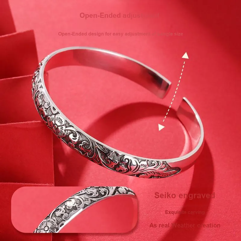 LAOYINJIANG 999 Fine Silver Bangles Women's-4