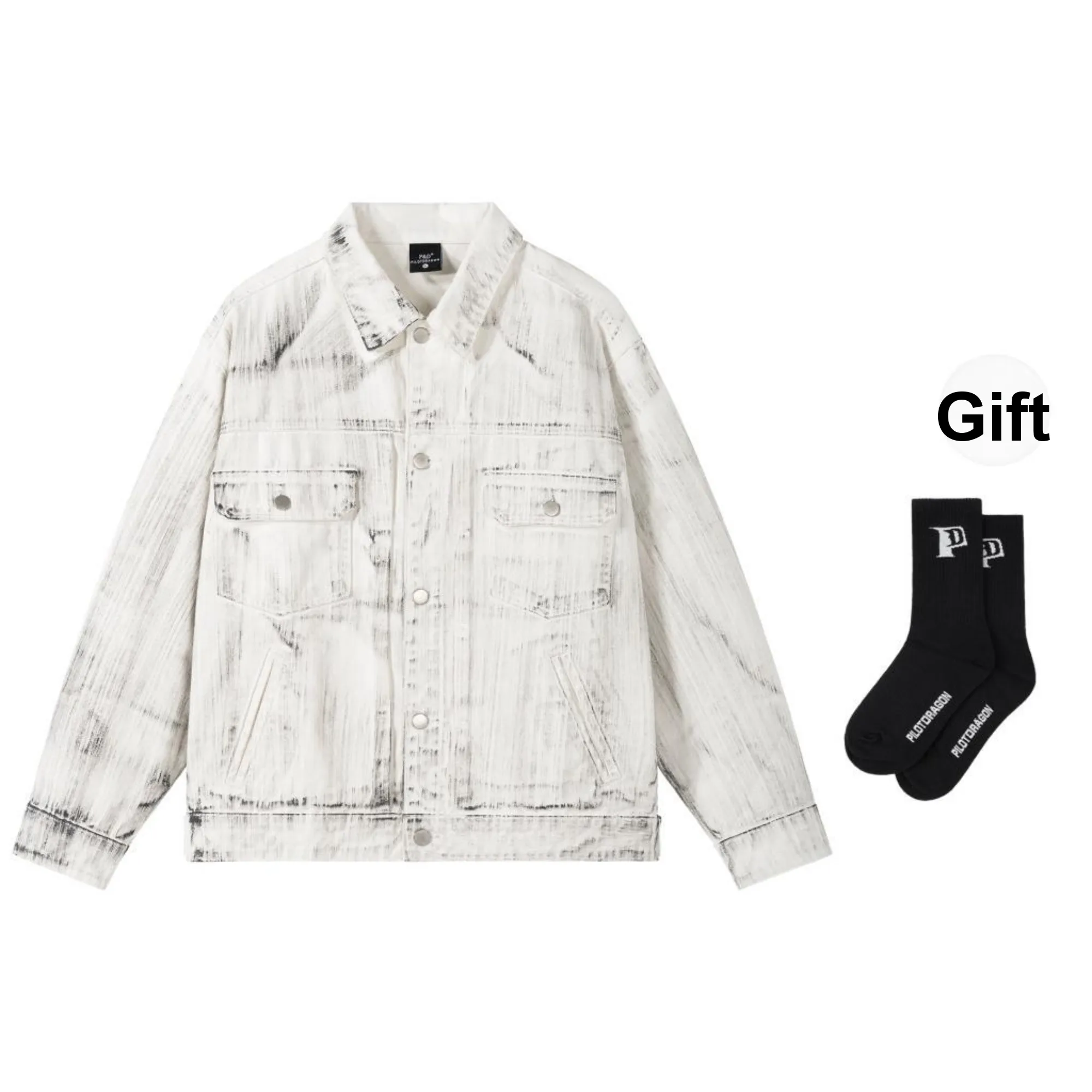 PILOTDRAGON x XINYINSU P&D 24FW Denim Jacket Unisex White