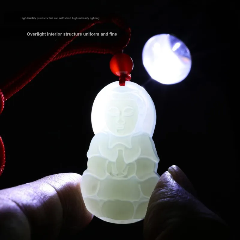 LAOMIAO Hetian Jade Pendants Pale Greenish White Jade Women's-2