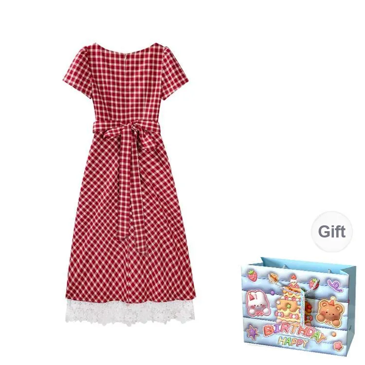 TWOPLUMGIRLS Short Sleeved Dress Women's Red-1