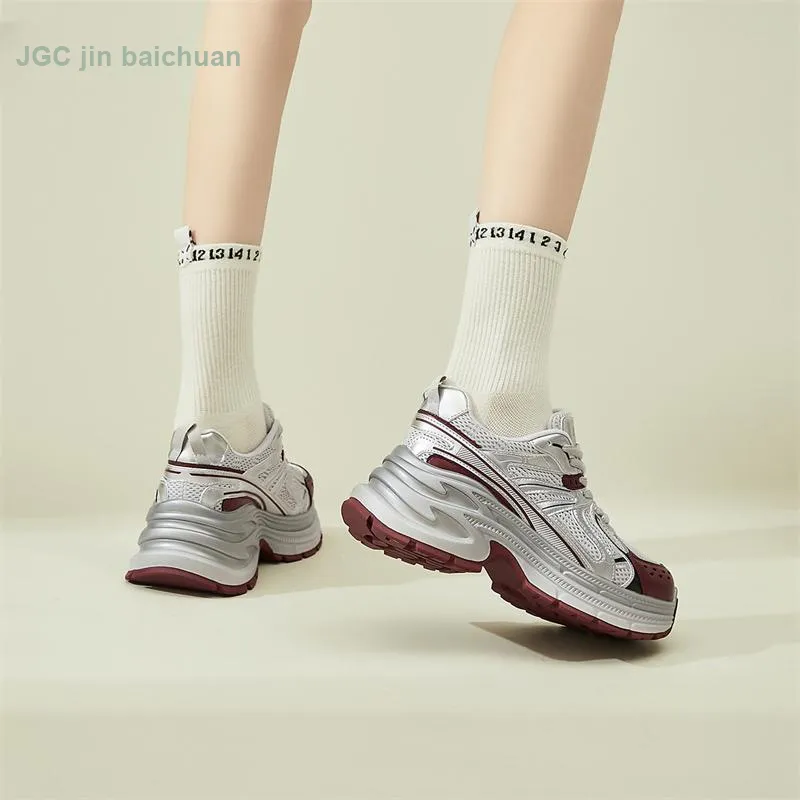 Jin Baichuan Height Increasing Wear-Resistant Low-Top Chunky Sneakers Women's-5