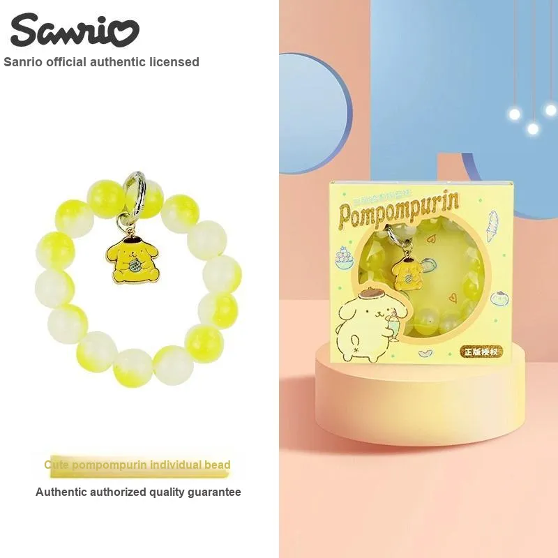 Sanrio Cinnamoroll Kuromi Pompompurin My Melody, Purple Crystal Cute Versatile Beaded Bracelet, Beaded Jewelry Lanyards-4
