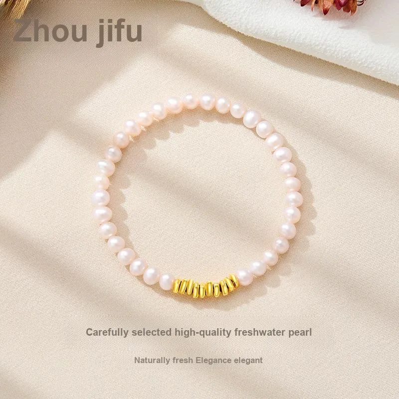 Zhou Jifeng Gold Nugget Bead, Irregular, Sparkling Disco Bead Necklace Solid Gold 999 Fixed Price Bracelets Women's-3