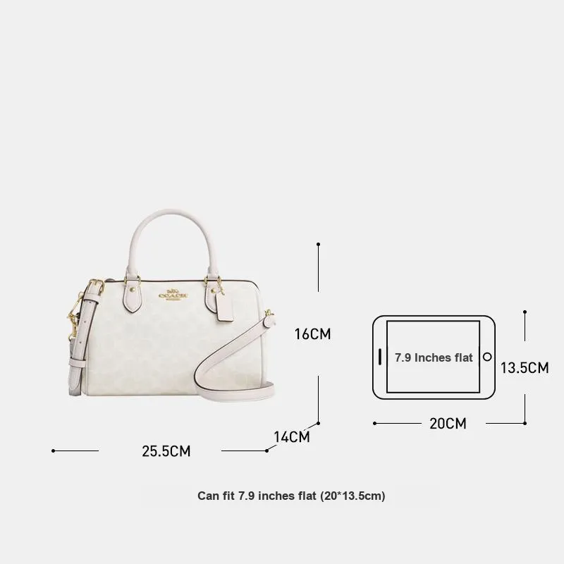 COACH Rowan PVC With Skin Handbag Women's White-3