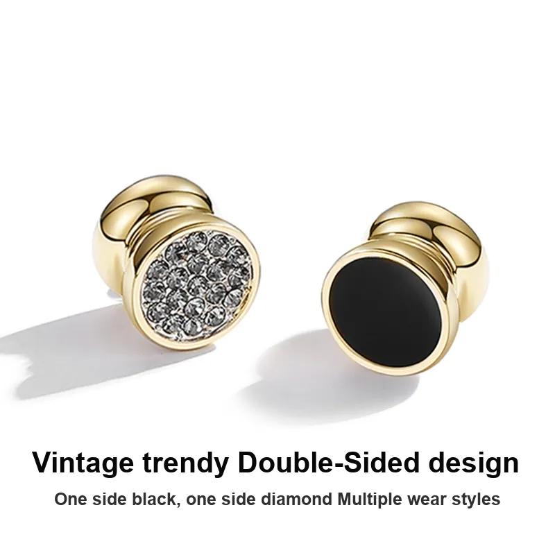 DAIRUO Rhinestone Clip On Earrings Men's-1