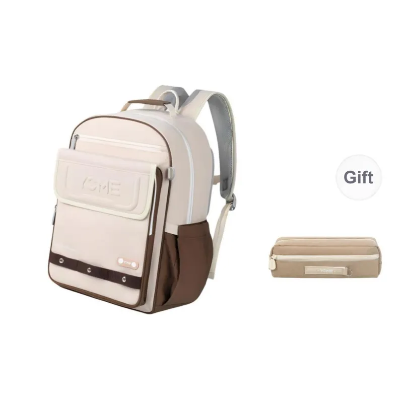 YOME Polyester Backpack Regular Unisex Khaki/Obsidian Black-0