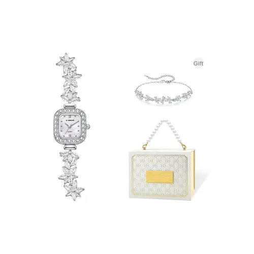 X Шестерня Кварцевый механизм Нержавеющая сталь Ремешок Часы Женские часы Белый циферблат