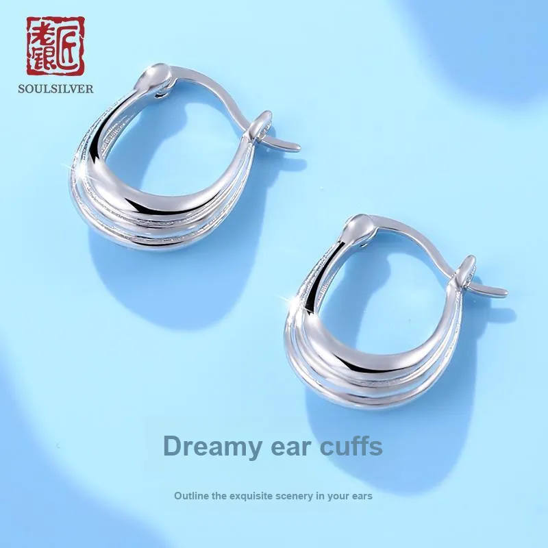 LAOYINJIANG S925 Silver Hoop Earrings Women's-3