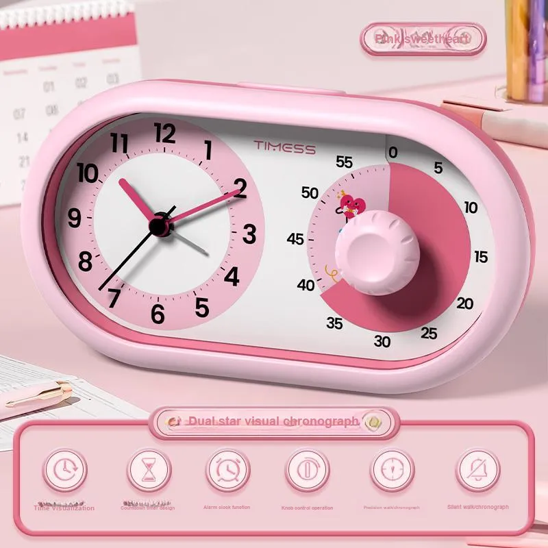 TIMESS Silent Movement Plastic Alarm Clock Unisex White-7