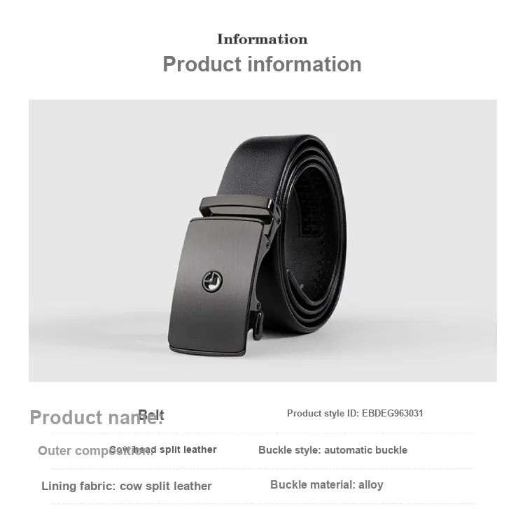 GOLDLION Top Layer Cow Leather Belts Unisex Black 3.5CM-4